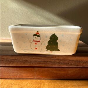 Vintage Festive Snowman and Tree Holiday Mini Loaf Pan By Nantucket